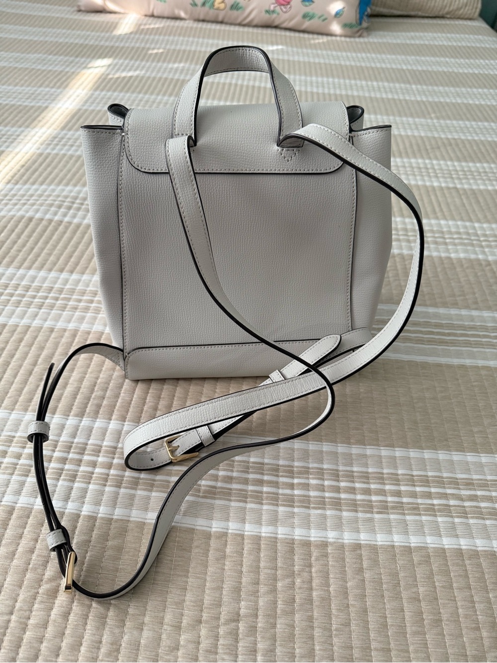 kate spade pebble leather mini backpack in light beige - Picture 5 of 5